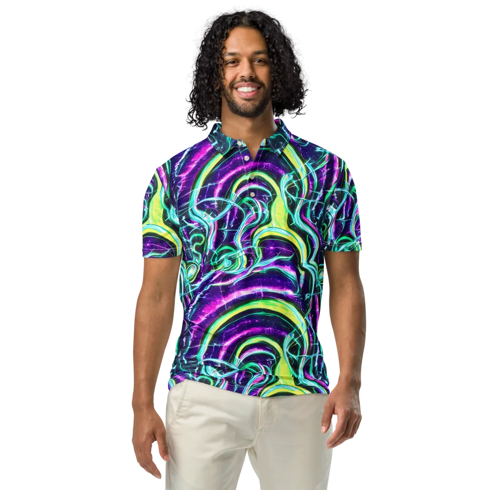 Quesnel's Vortex on Men's Slim Fit Polo Shirt — Front