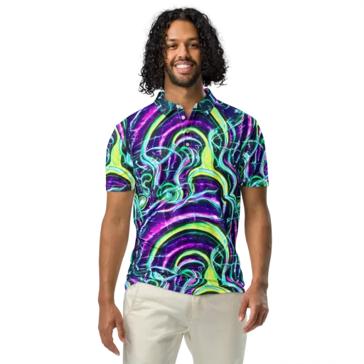 Quesnel's Vortex on a Men's Slim Fit Polo Shirt