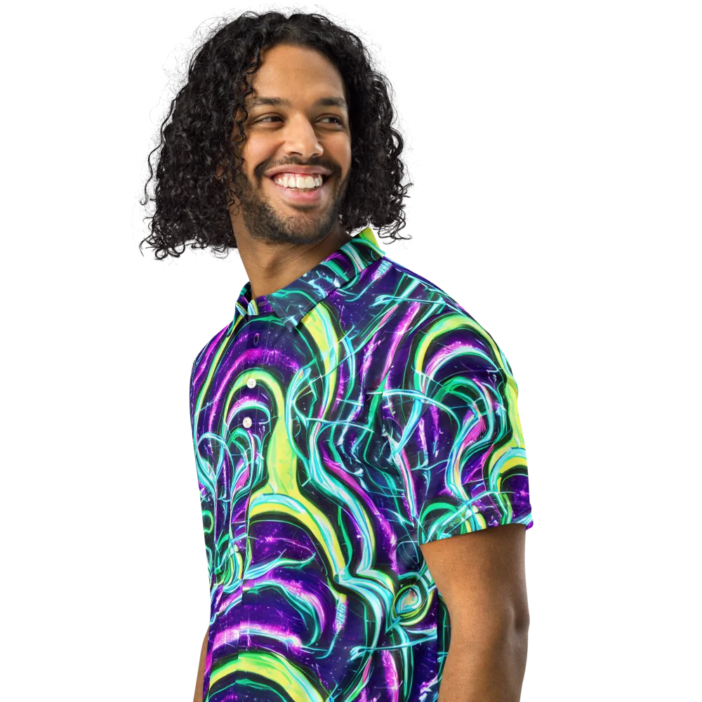 Quesnel's Vortex on Men's Slim Fit Polo Shirt — Left Front