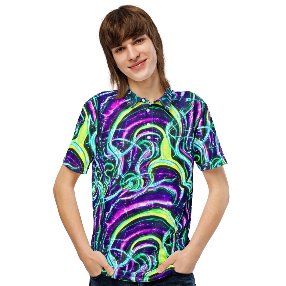 Quesnel's Vortex on Men's Slim Fit Polo Shirt — Front