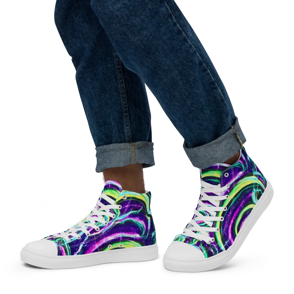 Quesnel's Vortex on Men's High Top Canvas Shoes — Left