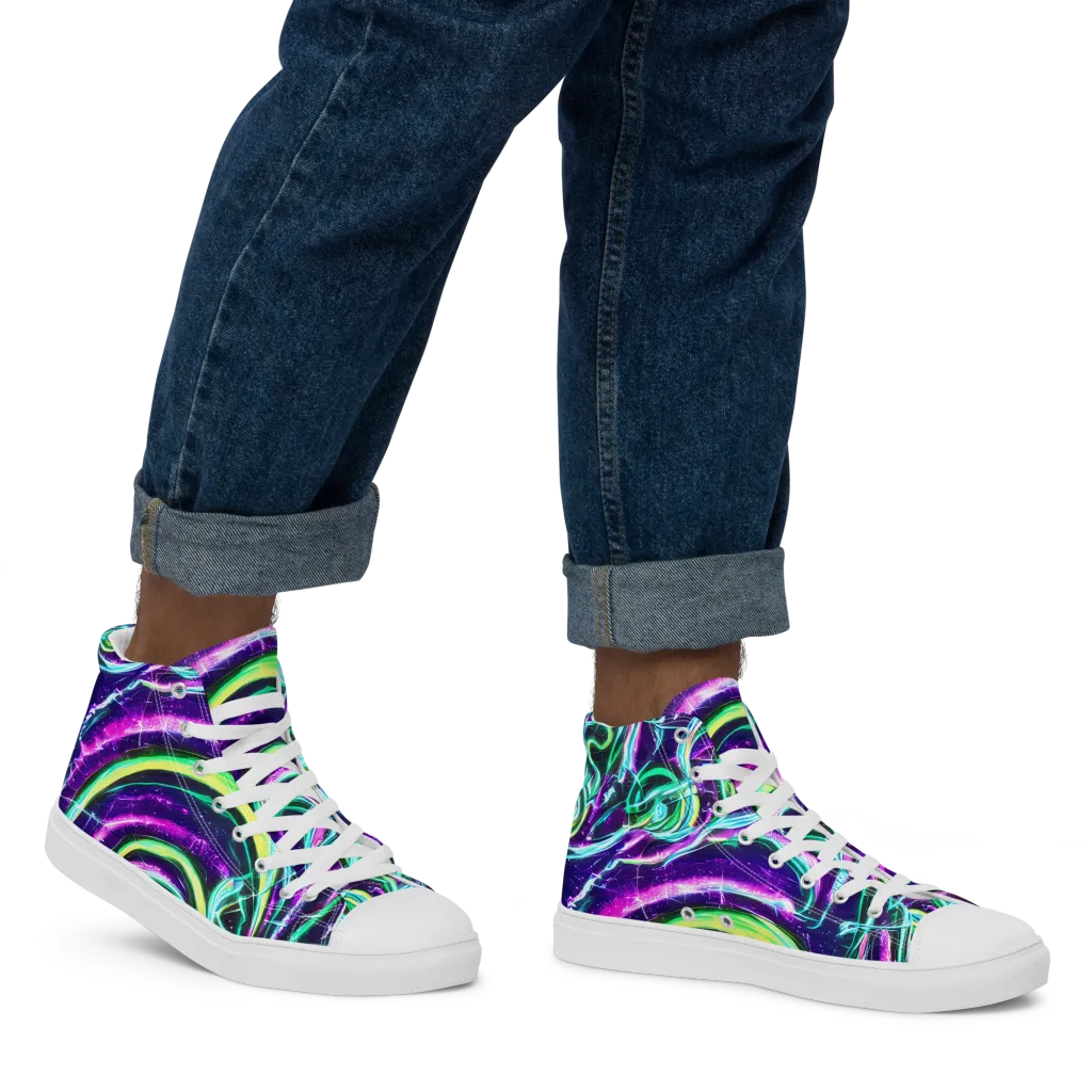 Quesnel's Vortex on Men's High Top Canvas Shoes — Right