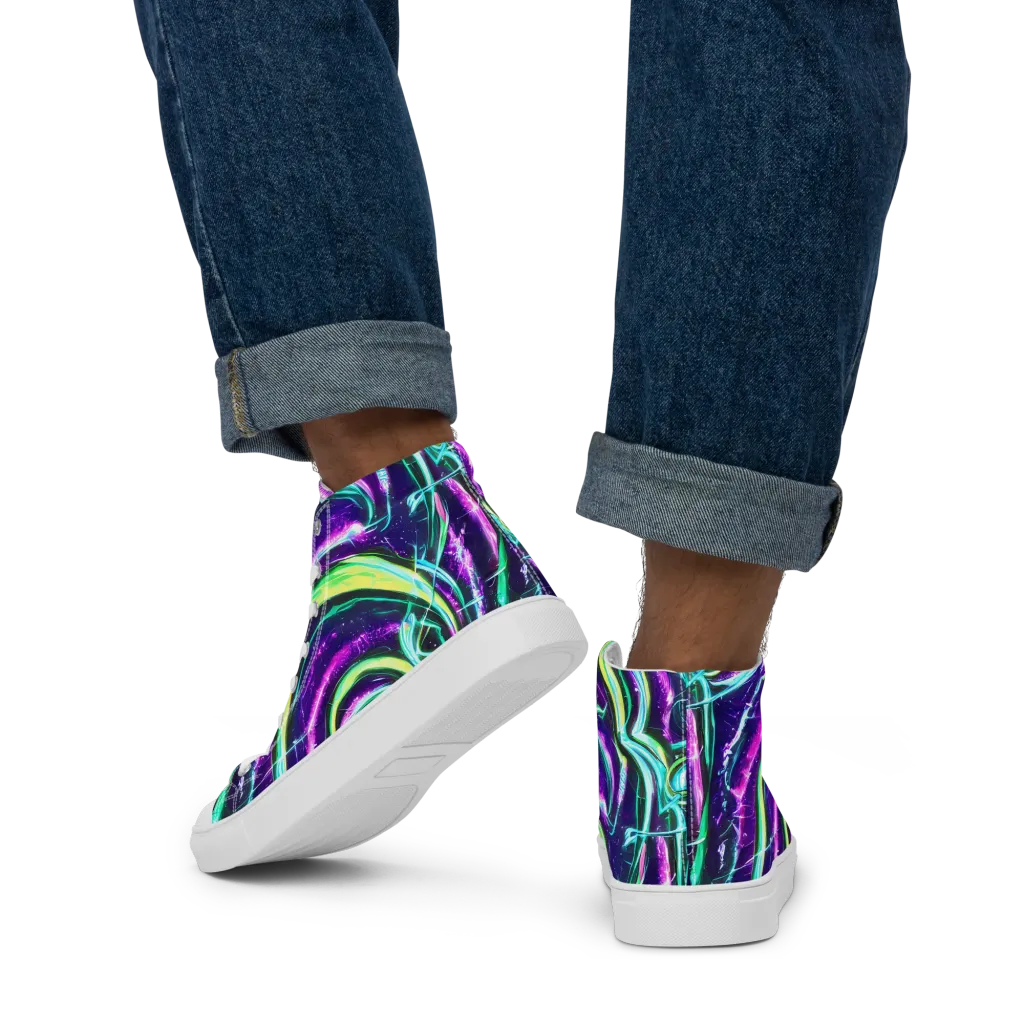 Quesnel's Vortex on Men's High Top Canvas Shoes — Back