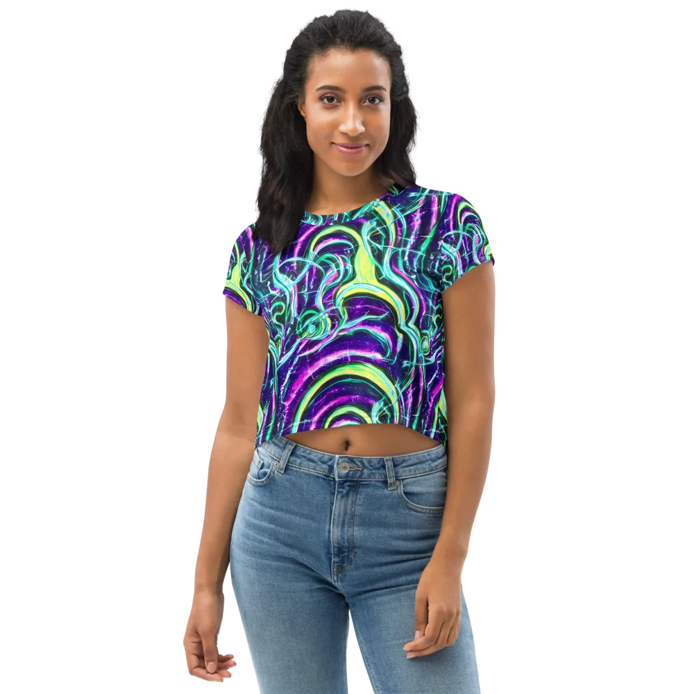 Quesnel's Vortex on Crop Tee — Front