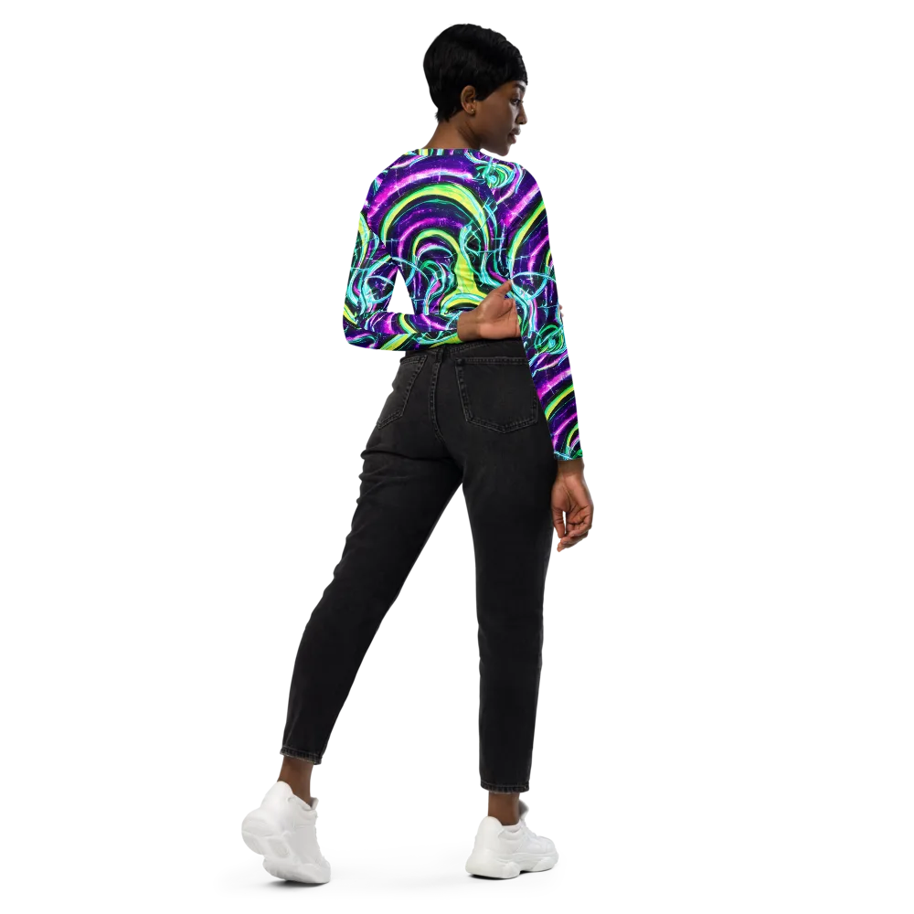 Quesnel's Vortex on Long Sleeve Crop Top — Right Back