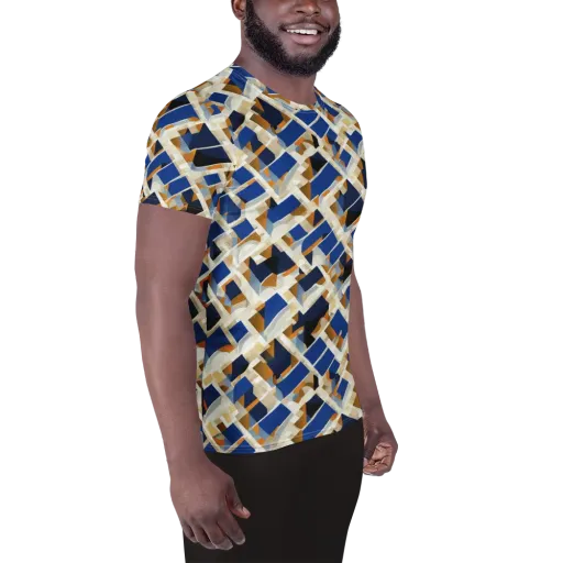 Cobalt Crosscurrent on a Men's Athletic T-Shirt