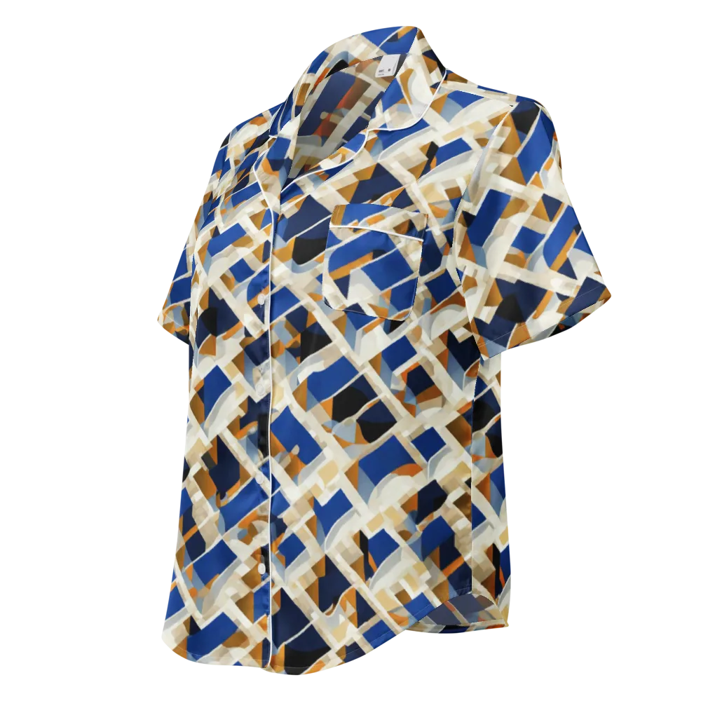 Cobalt Crosscurrent on Women's Short Sleeve Pajama Top — Left Front