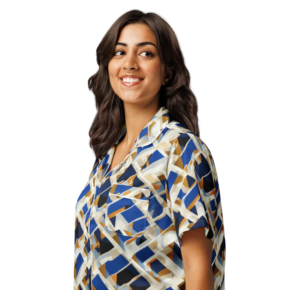 Cobalt Crosscurrent on Women's Short Sleeve Pajama Top — Left Front
