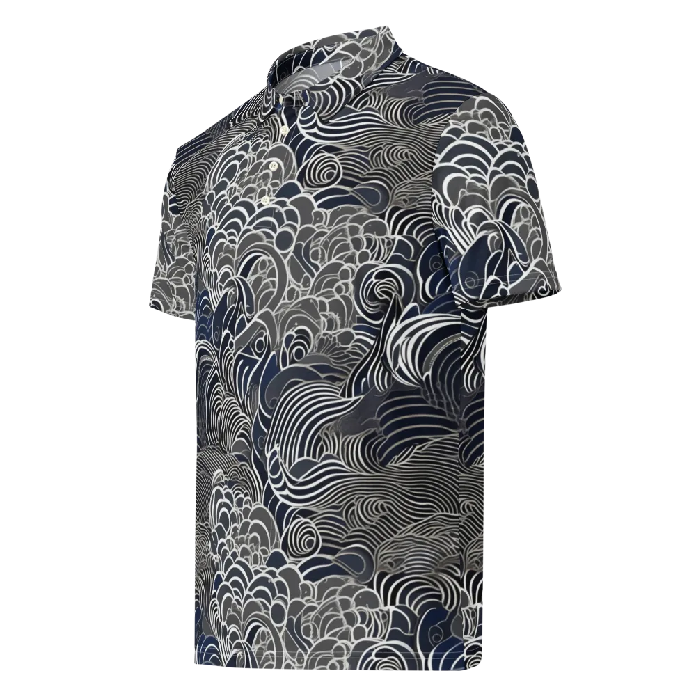 Inkwater Current on Men's Slim Fit Polo Shirt — Left Front