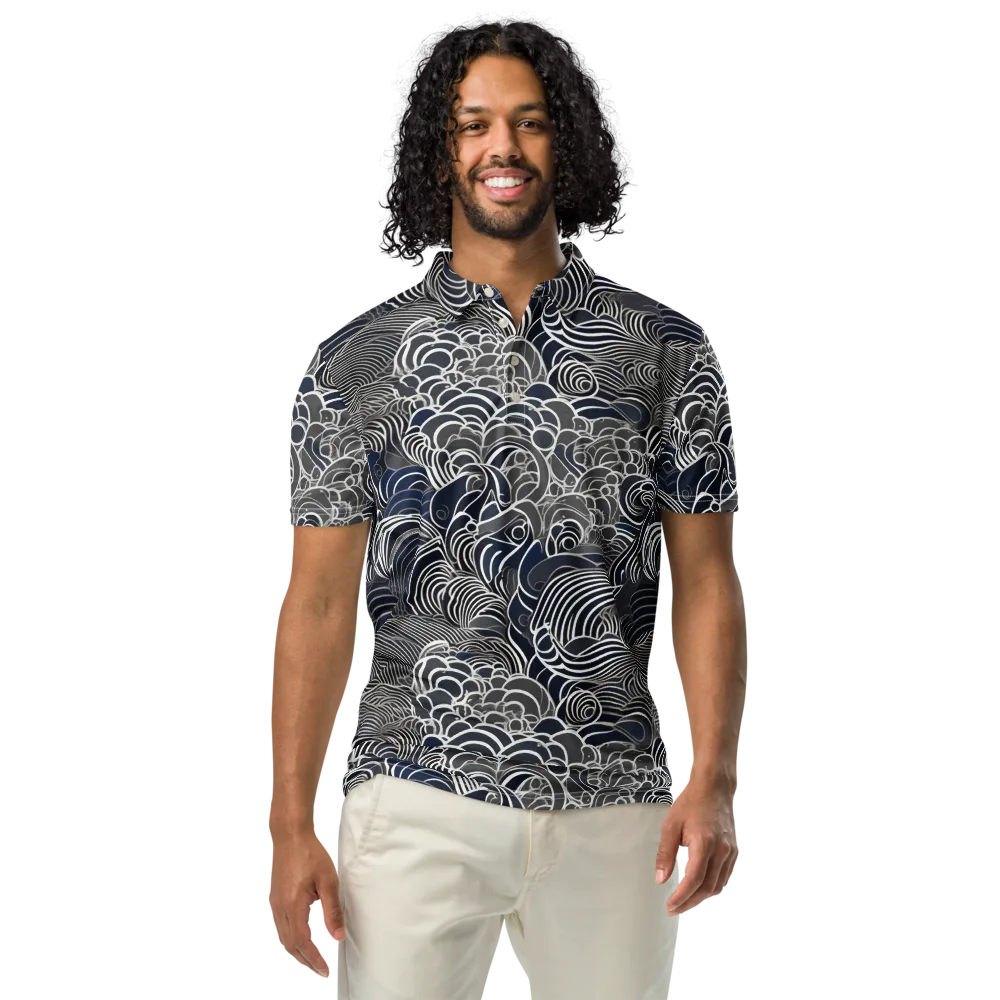 Inkwater Current on Men's Slim Fit Polo Shirt — Front