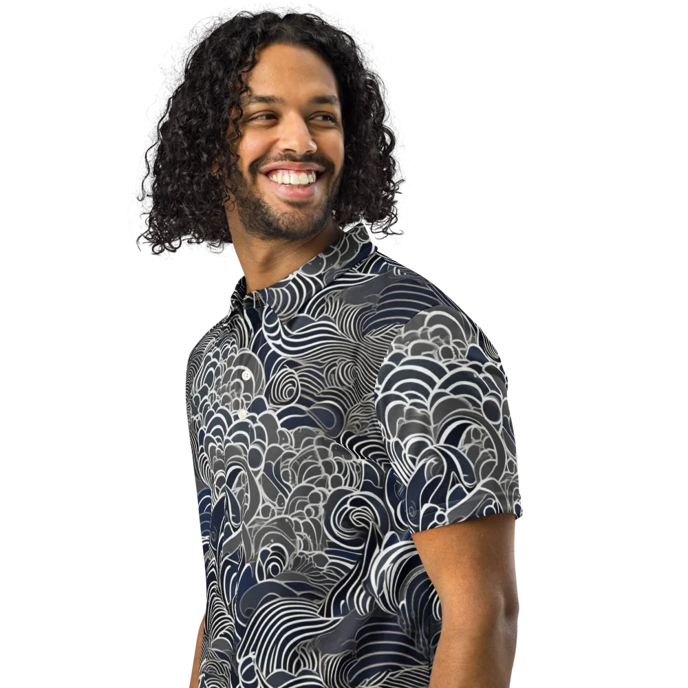 Inkwater Current on Men's Slim Fit Polo Shirt — Left Front