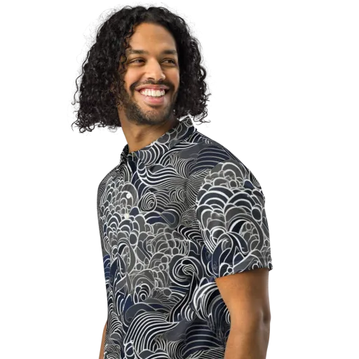 Inkwater Current on a Men's Slim Fit Polo Shirt