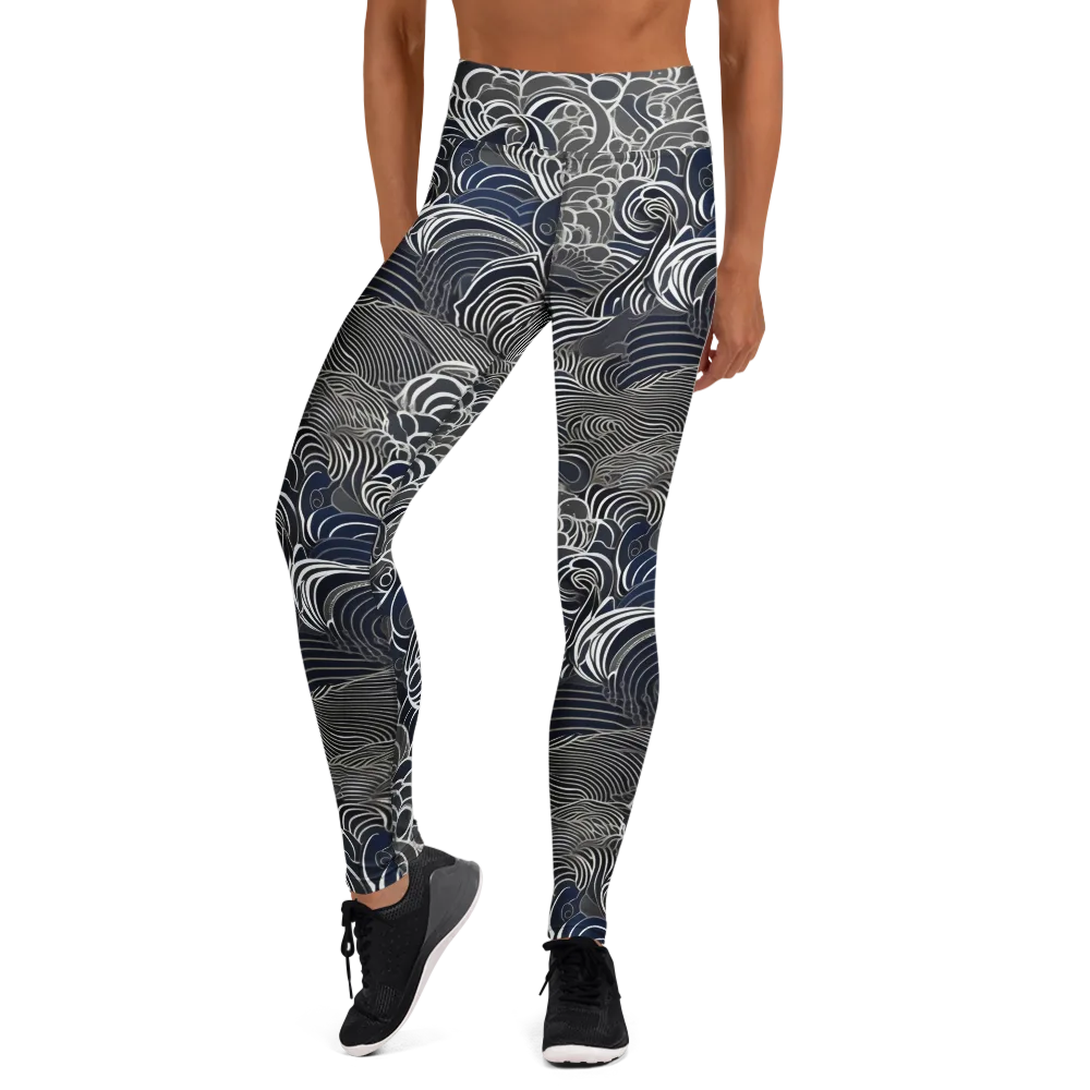 Inkwater Current on Yoga Leggings — Front