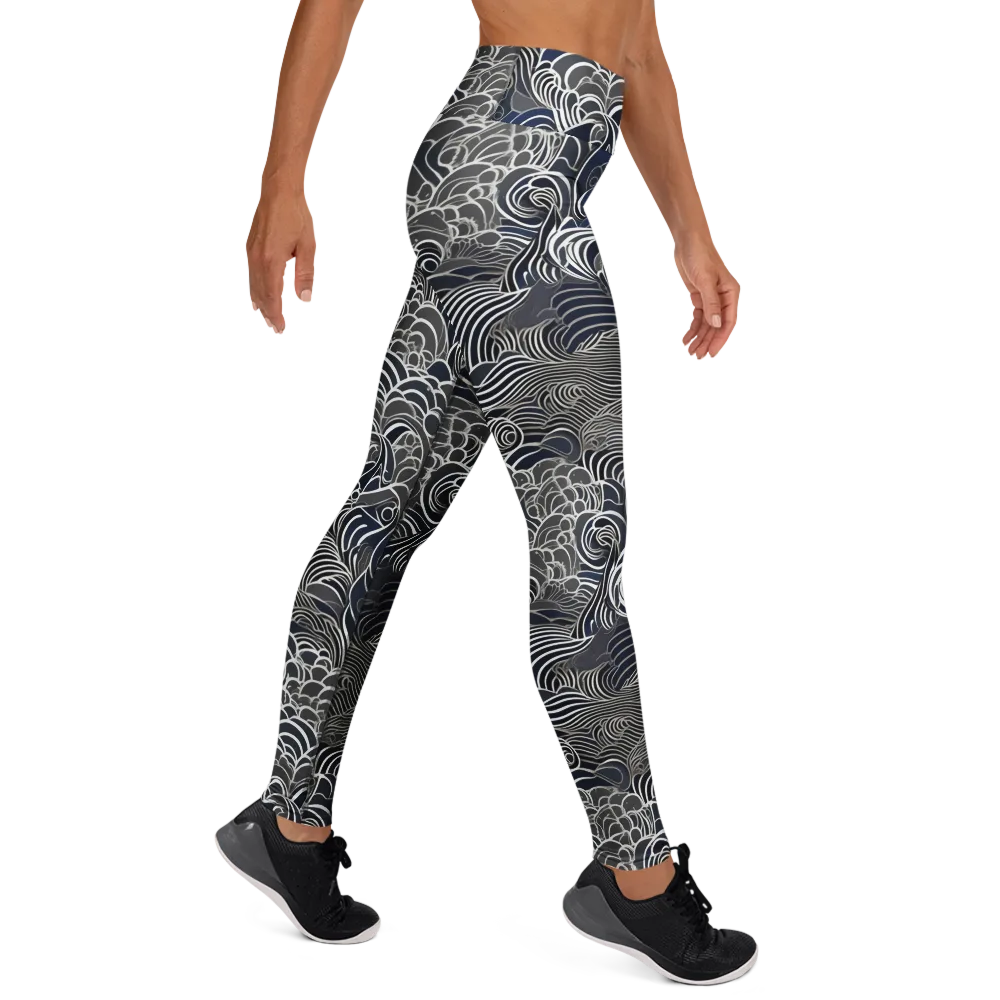 Inkwater Current on Yoga Leggings — Right