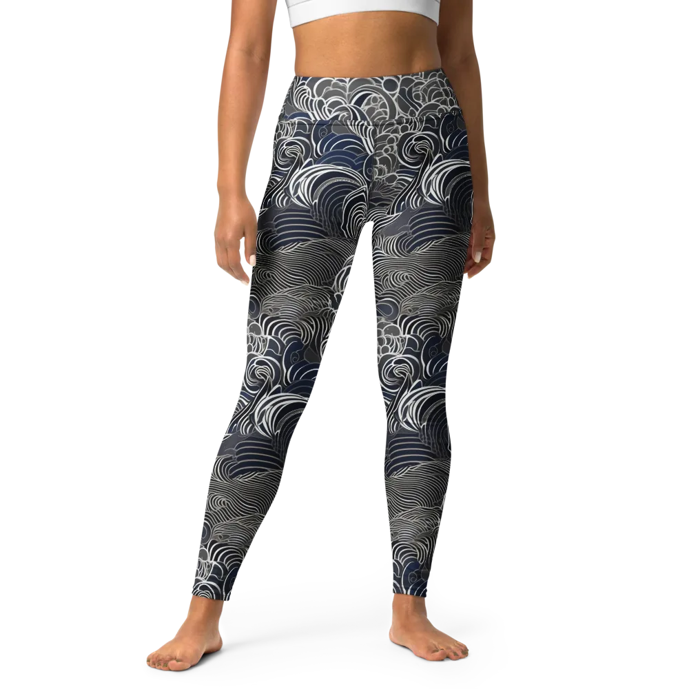 Inkwater Current on Yoga Leggings — Front