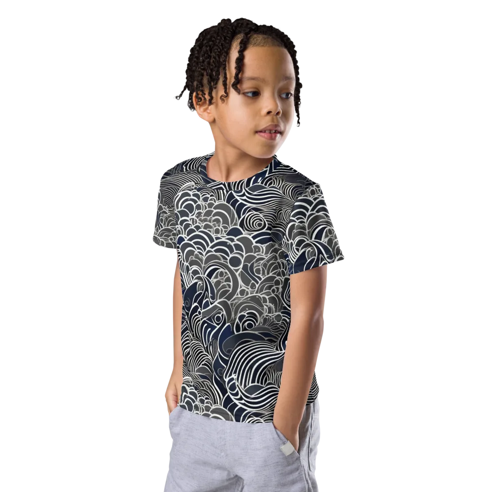 Inkwater Current on Kids Crew Neck T-Shirt — Left Front