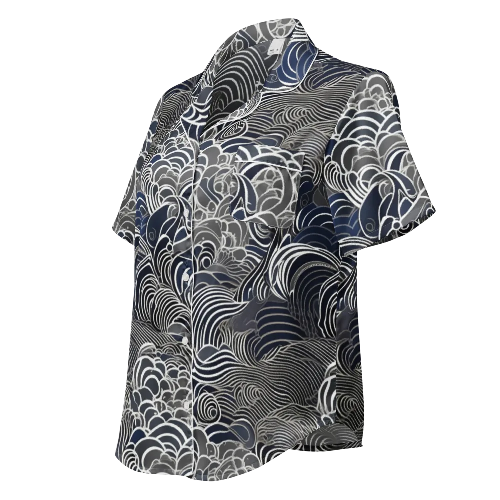 Inkwater Current on Women's Short Sleeve Pajama Top — Left Front