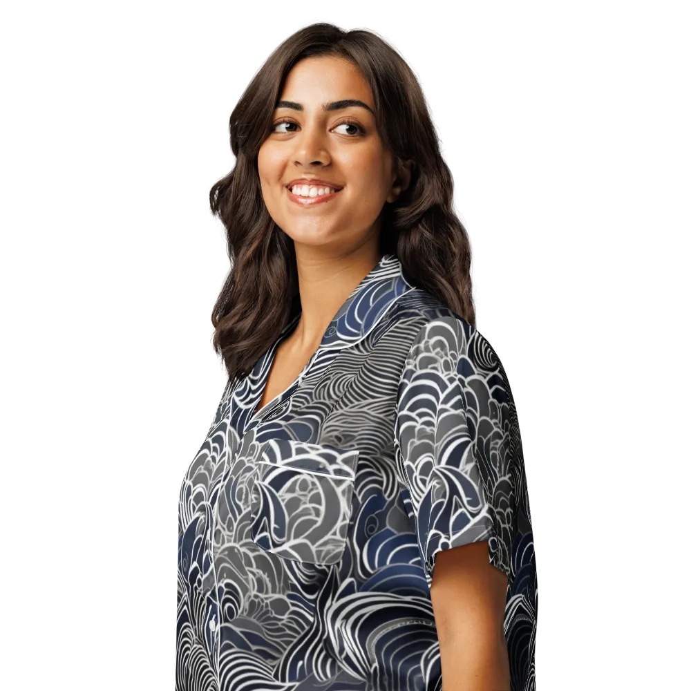 Inkwater Current on Women's Short Sleeve Pajama Top — Left Front