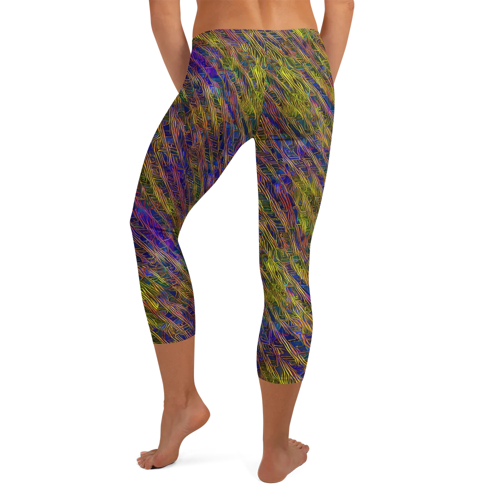 Cobalt Maze on Capri Leggings — Back