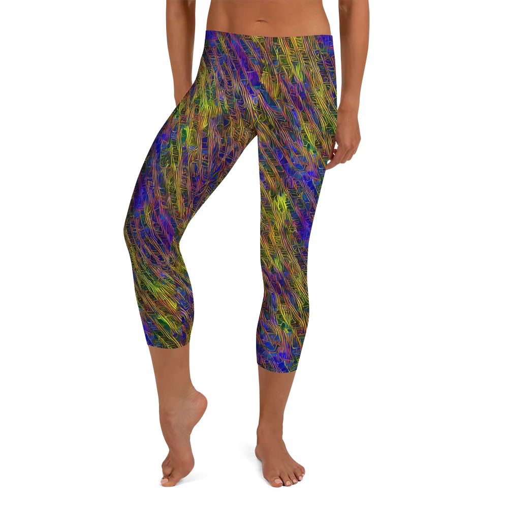 Cobalt Maze on Capri Leggings — Front