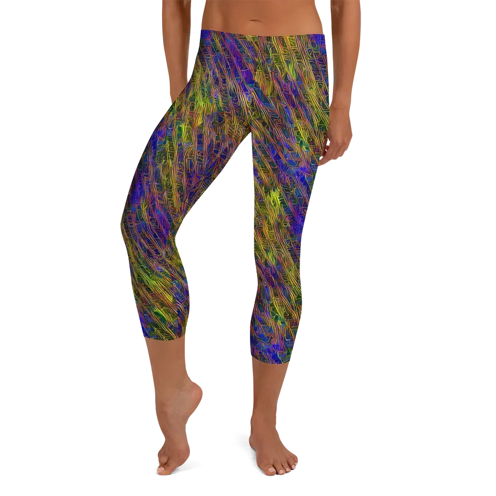 Cobalt Maze on Capri Leggings — Front