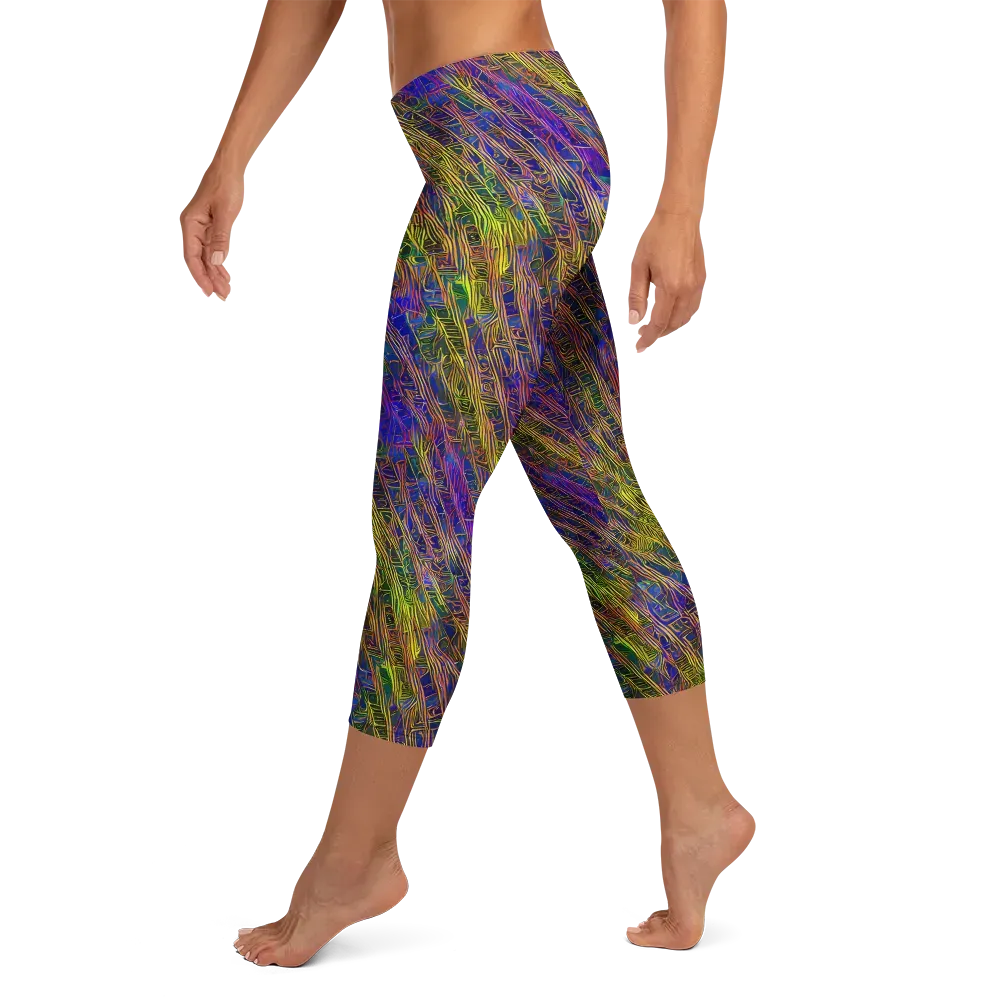 Cobalt Maze on Capri Leggings — Left