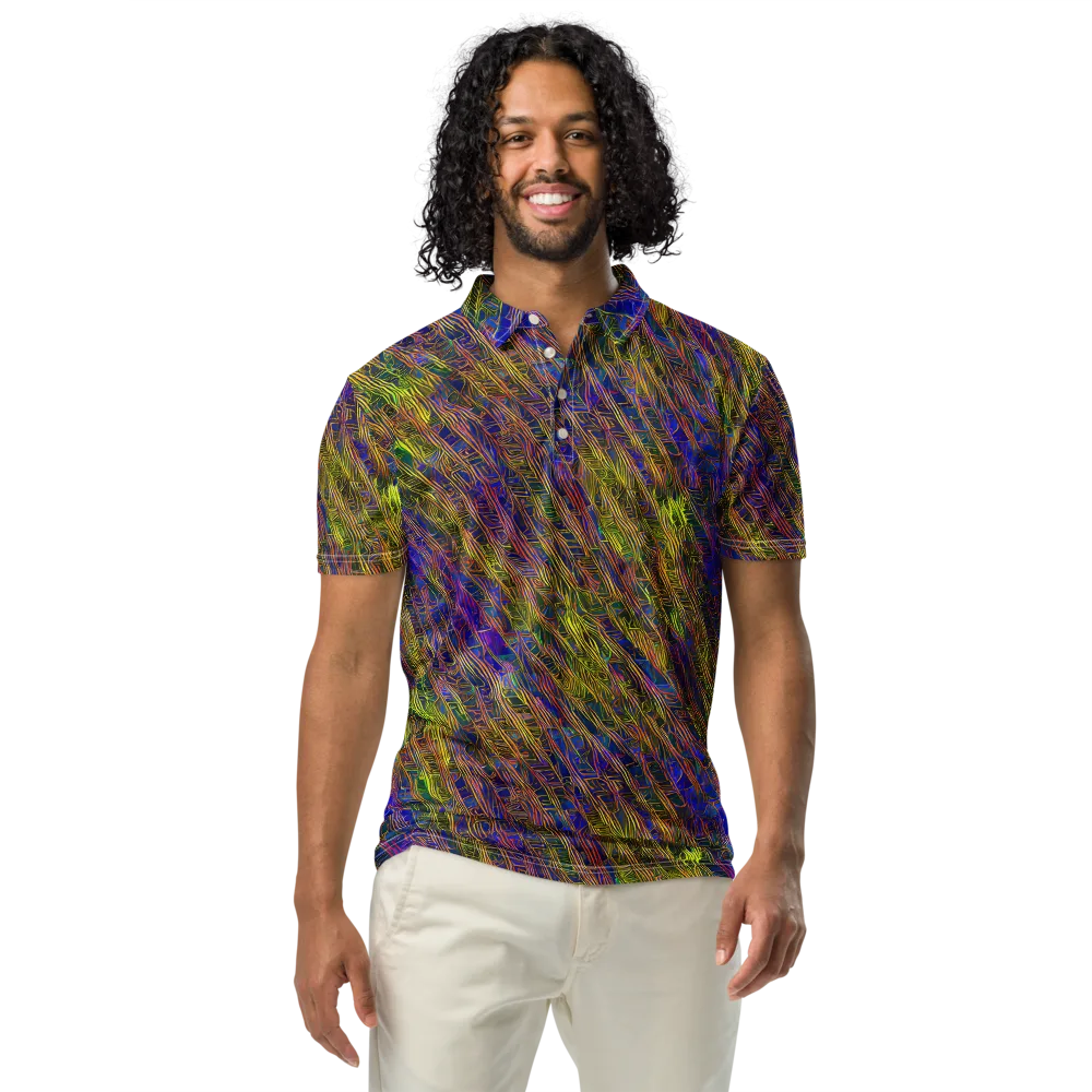 Cobalt Maze on Men's Slim Fit Polo Shirt — Front