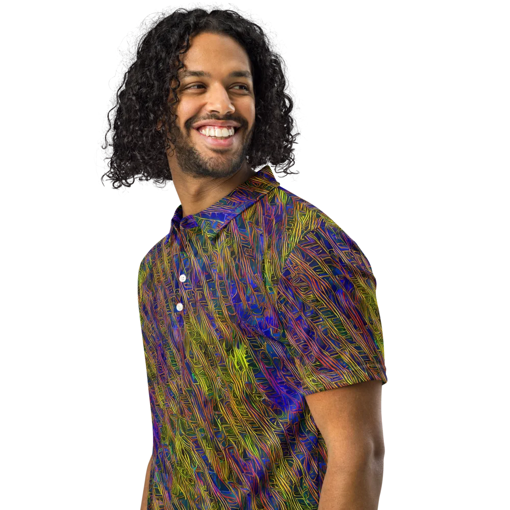 Cobalt Maze on Men's Slim Fit Polo Shirt — Left Front