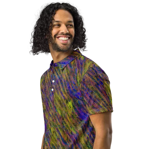 Cobalt Maze on a Men's Slim Fit Polo Shirt