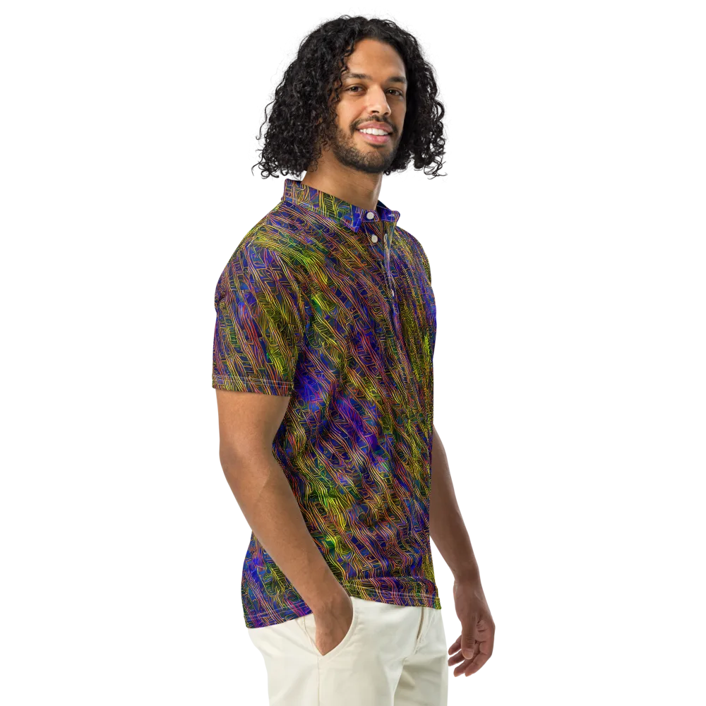 Cobalt Maze on Men's Slim Fit Polo Shirt — Right Front