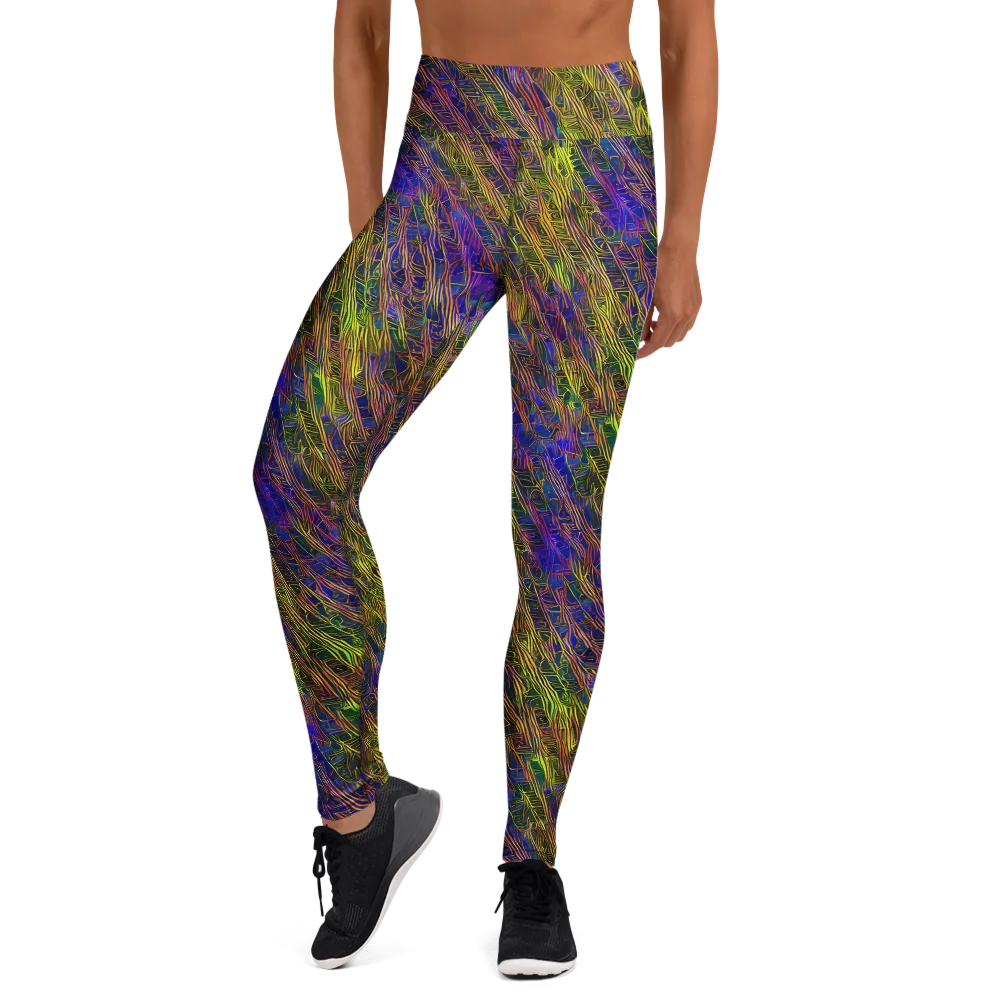 Cobalt Maze on Yoga Leggings — Front