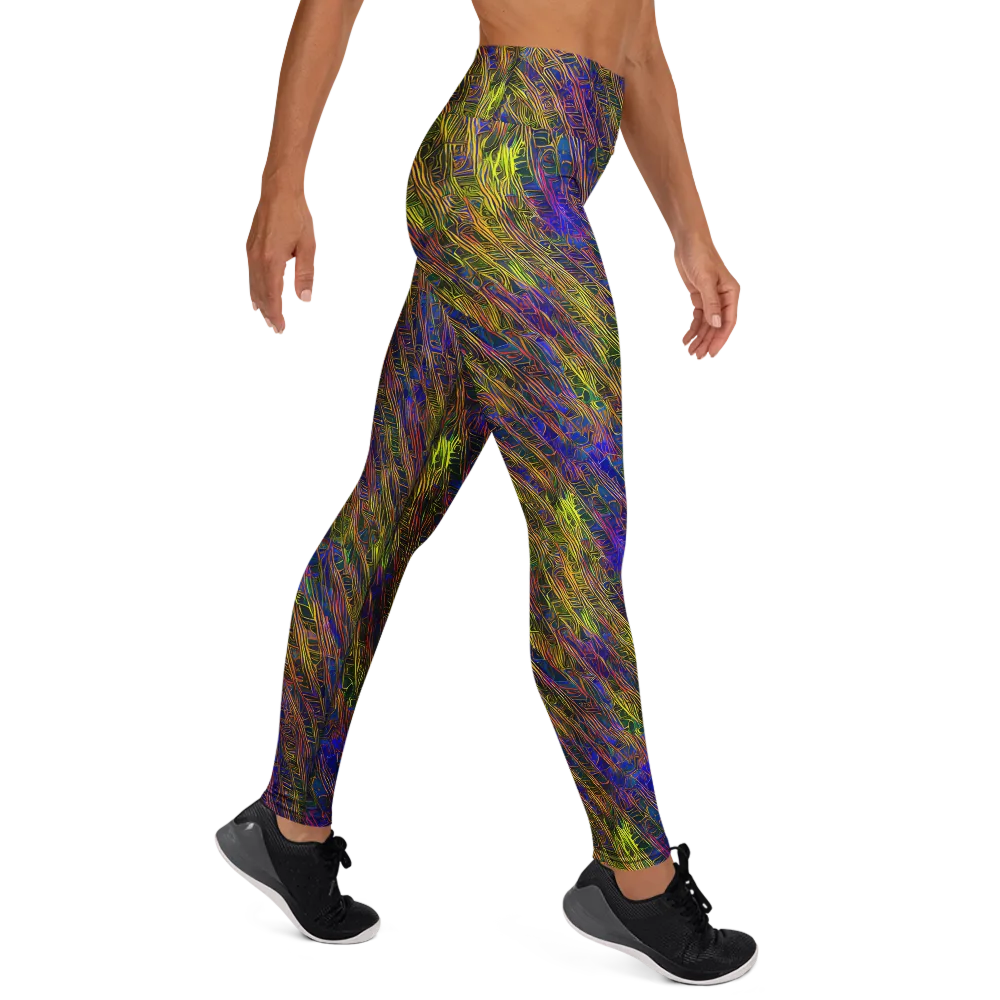 Cobalt Maze on Yoga Leggings — Right