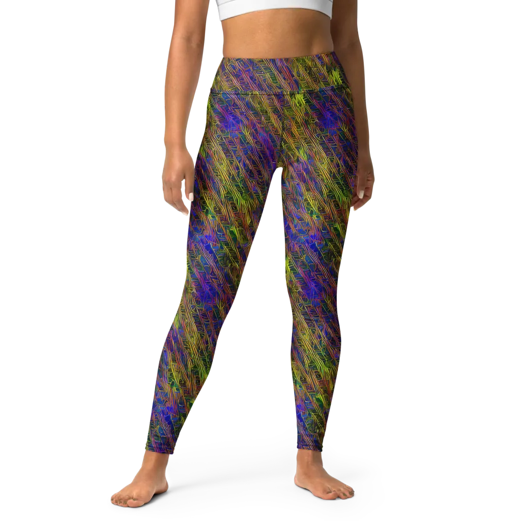 Cobalt Maze on Yoga Leggings — Front