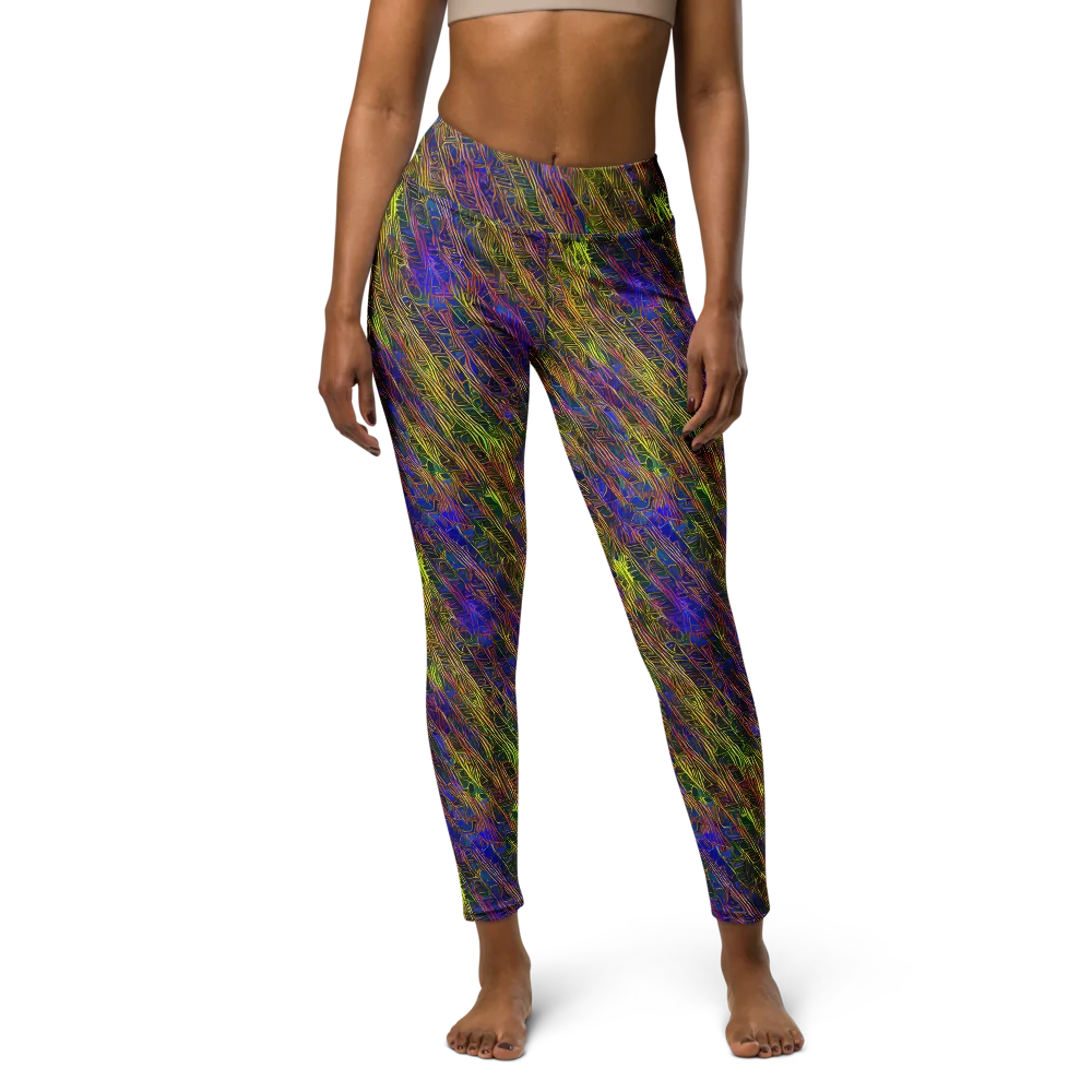 Cobalt Maze on Yoga Leggings — Front