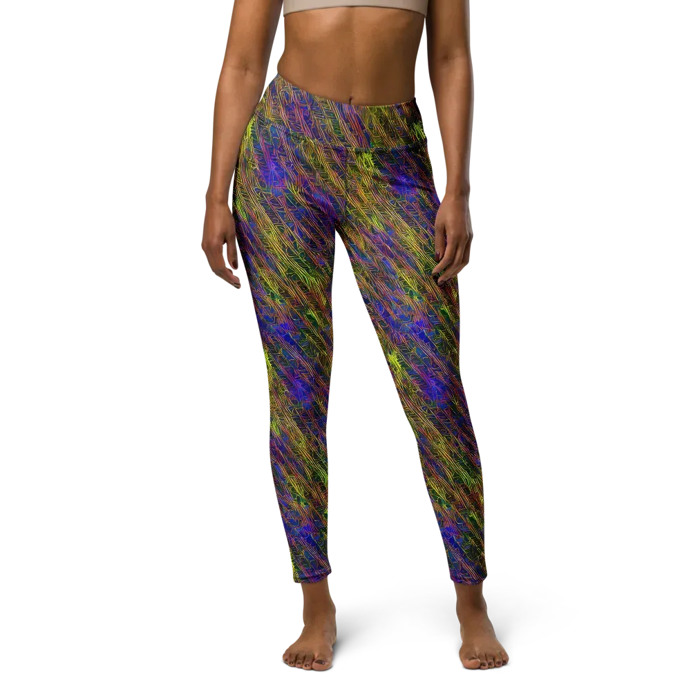 Cobalt Maze on Yoga Leggings — Front