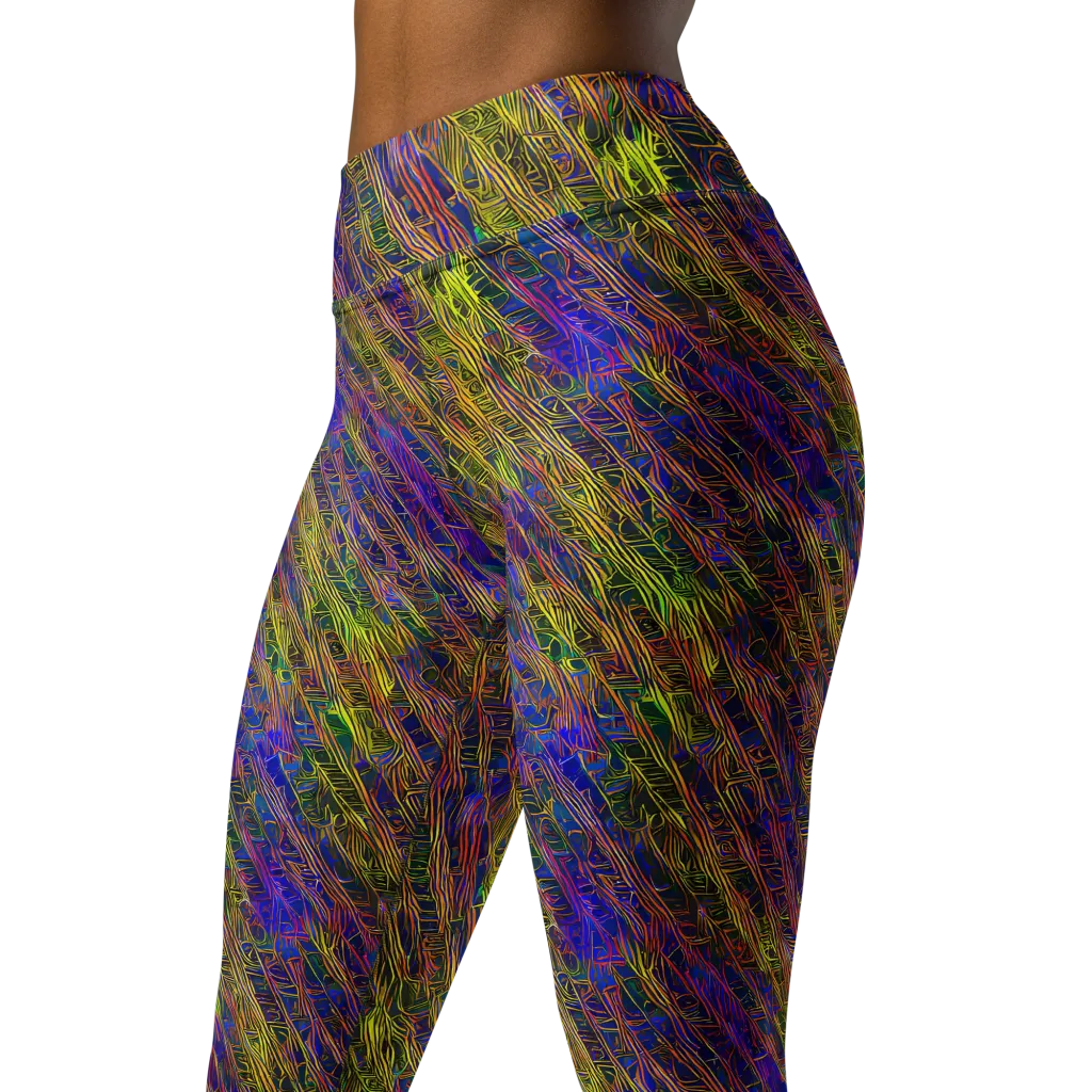 Cobalt Maze on Yoga Leggings — Left Front
