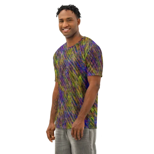Cobalt Maze on a Men's Cotton Crew Neck T-Shirt