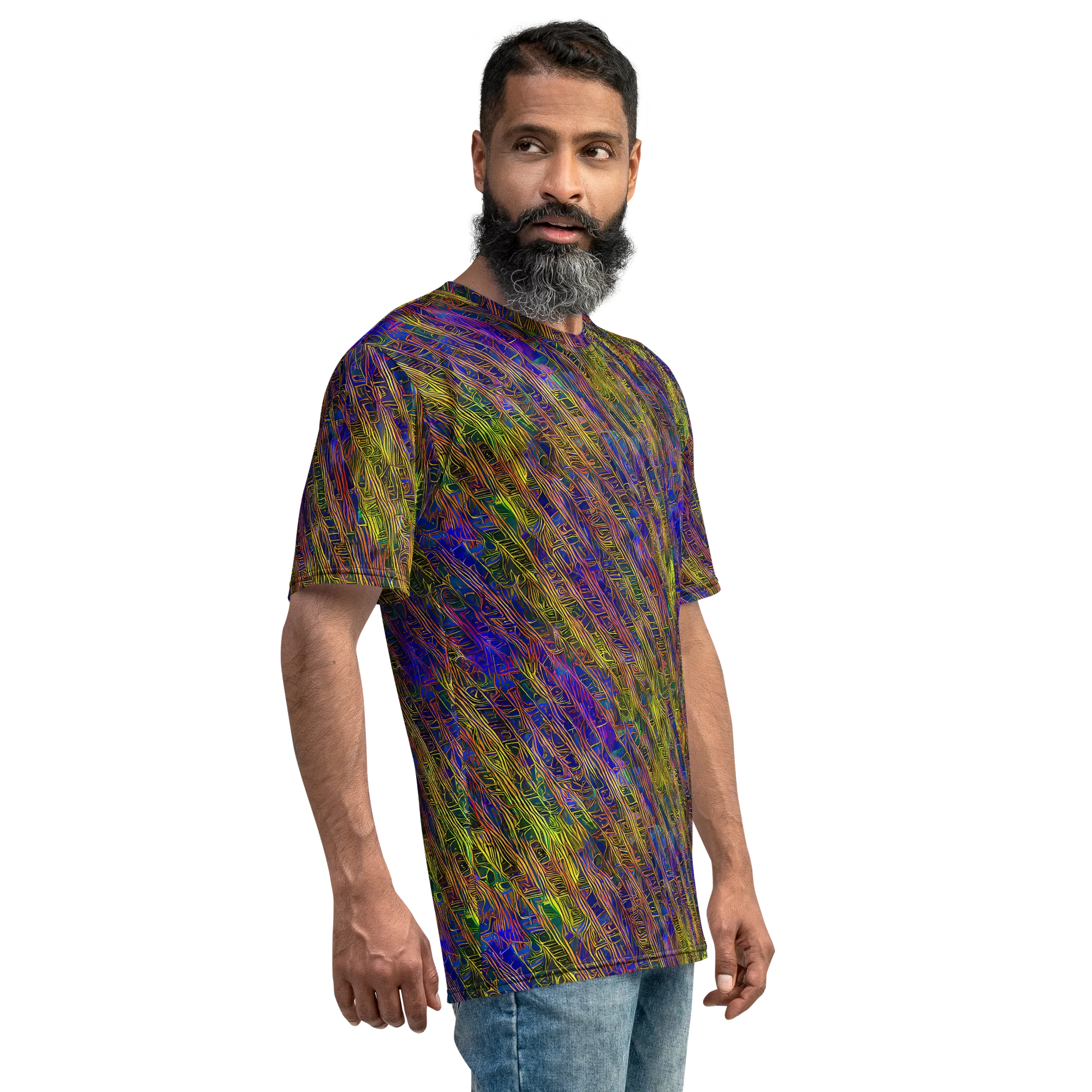 Cobalt Maze on Men's Crew Neck T-Shirt — Right