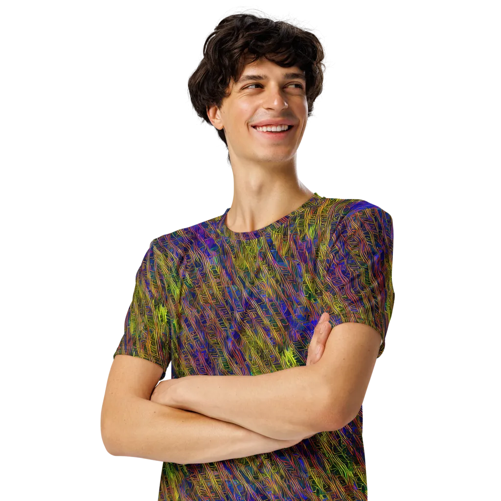 Cobalt Maze on Men's Crew Neck T-Shirt — Left Front