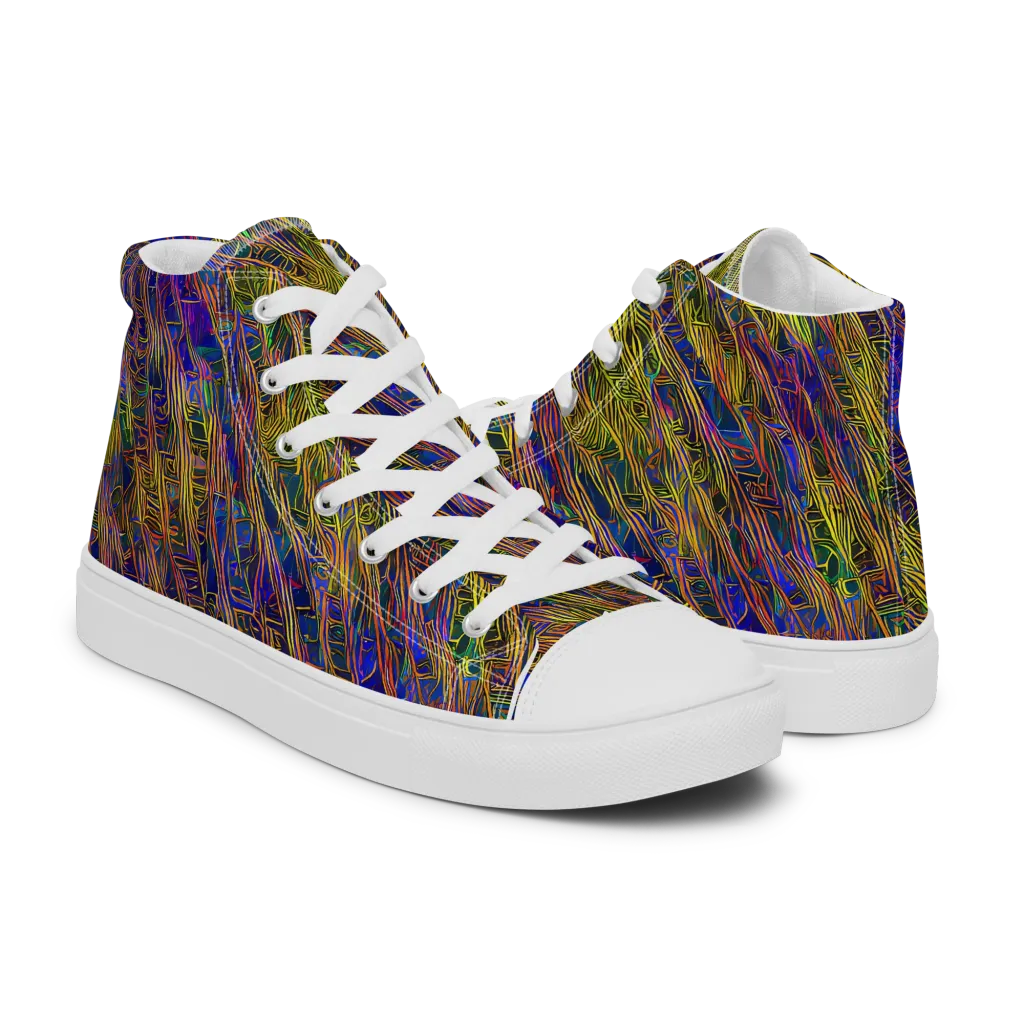 Cobalt Maze on Men's High Top Canvas Shoes — Right