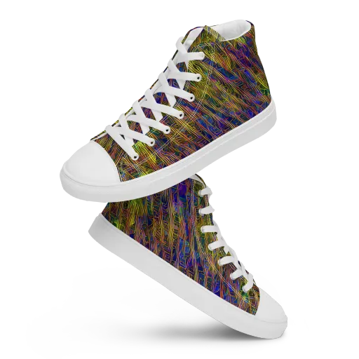 Cobalt Maze on a Men's High Top Canvas Shoes