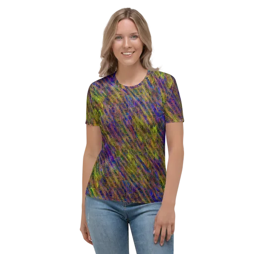 Cobalt Maze on a Women's Crew Neck T-Shirt