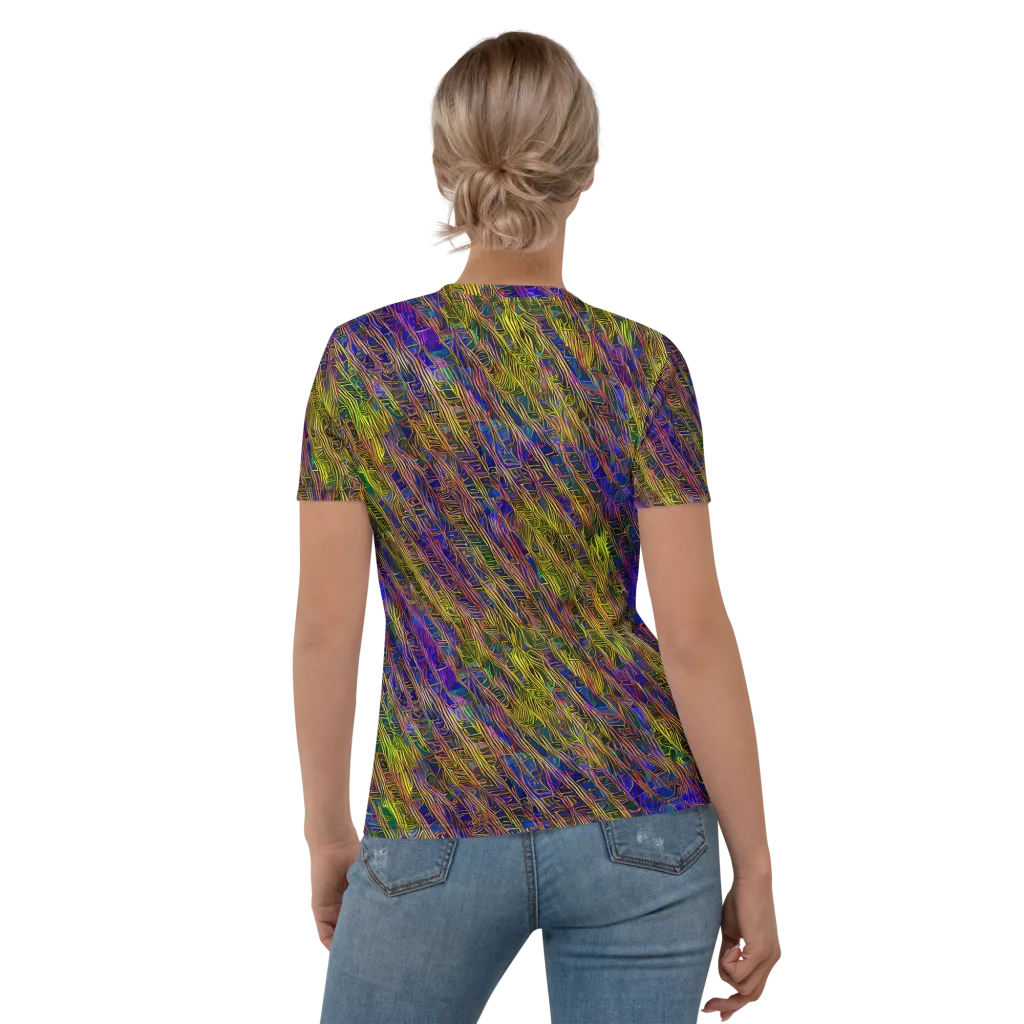 Cobalt Maze on Women's Crew Neck T-Shirt — Back