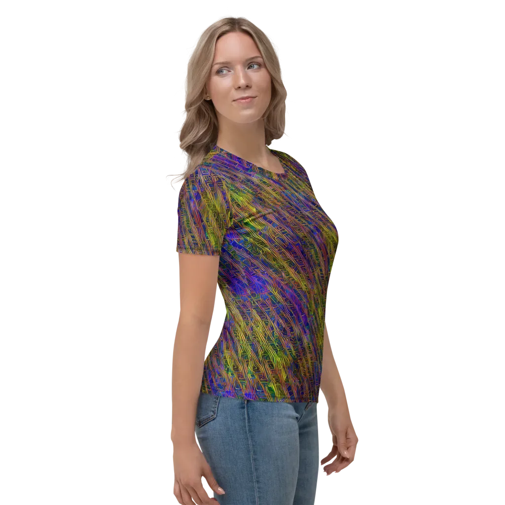 Cobalt Maze on Women's Crew Neck T-Shirt — Right