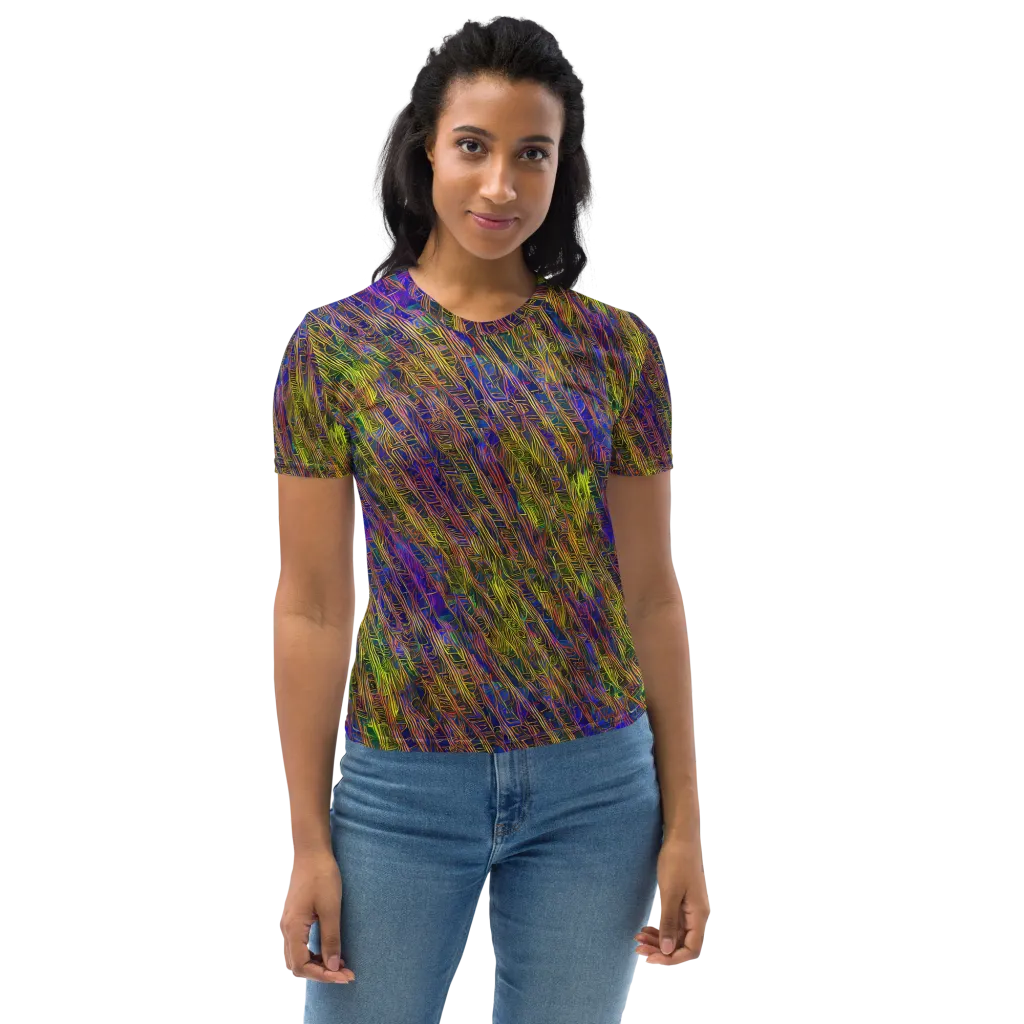Cobalt Maze on Women's Crew Neck T-Shirt — Front
