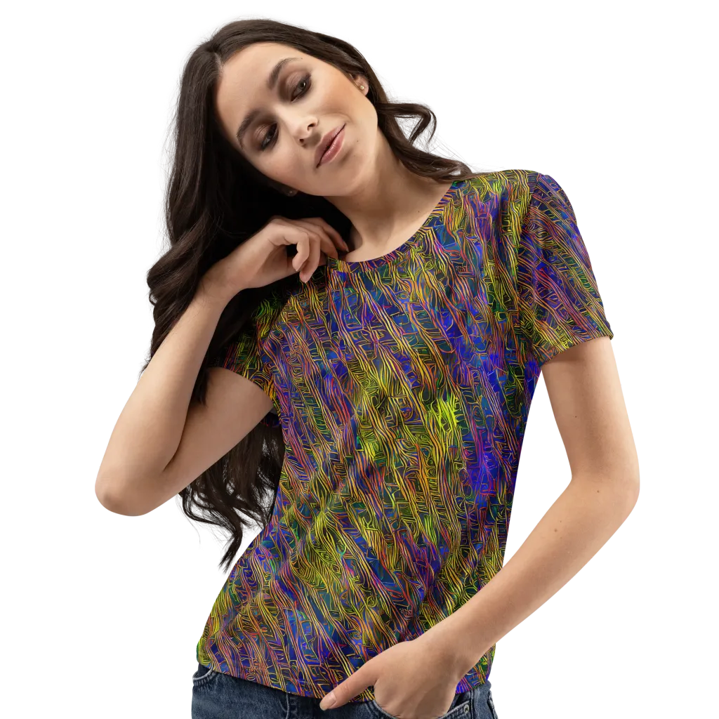 Cobalt Maze on Women's Crew Neck T-Shirt — Left Front