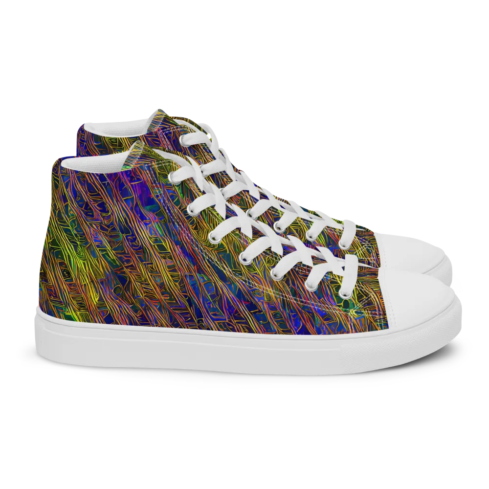 Cobalt Maze on Women's High Top Canvas Shoes — Right