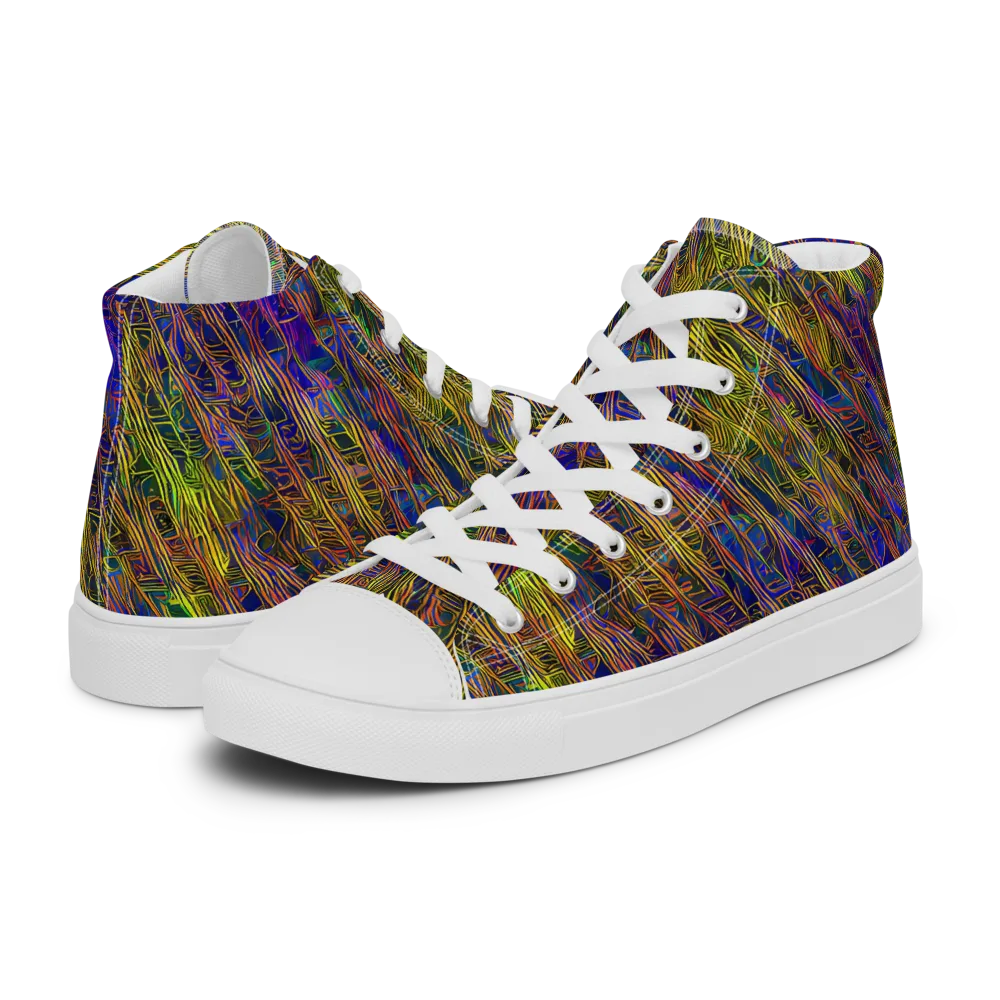 Cobalt Maze on Women's High Top Canvas Shoes — Left