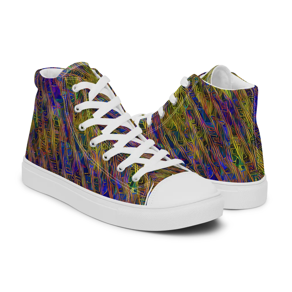 Cobalt Maze on Women's High Top Canvas Shoes — Right