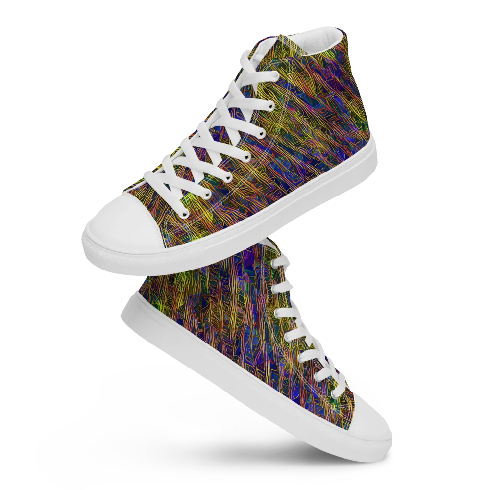 Cobalt Maze on Women's High Top Canvas Shoes — Front